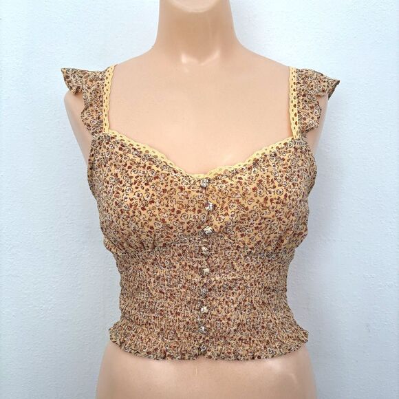 Tops - Active USA Womens Juniors Earthy Granola Crop Top Medium Cottage Milkmaid Fairy